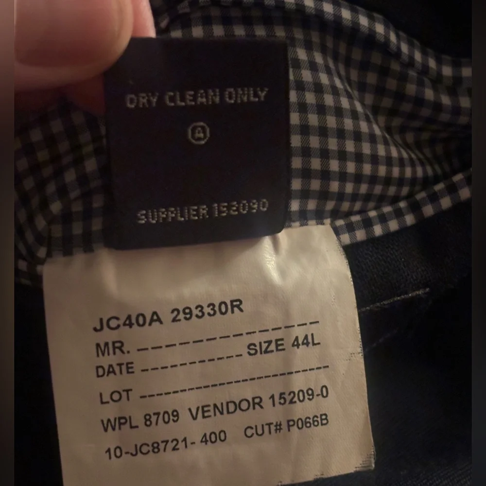 STAFFORD Hopsack Navy Blazer Gold Button Blue Gingham Preppy Wool Business 44L‎